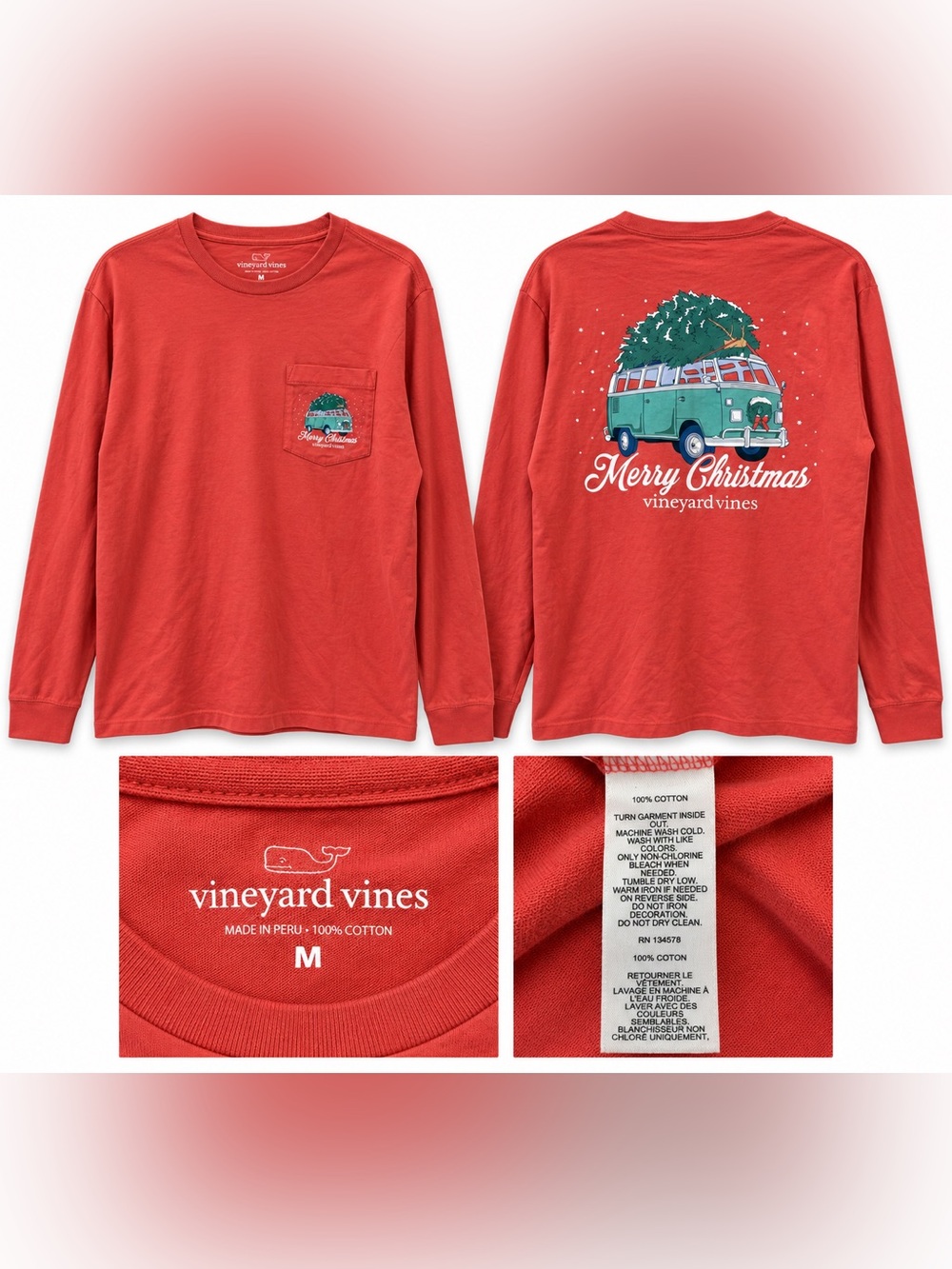 Vineyard Vines Merry Christmas Long Sleeve T-Shirt – Size M